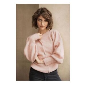 Part Two Copenhagen Alpaca Pink lady like   Cardigan Large Women's